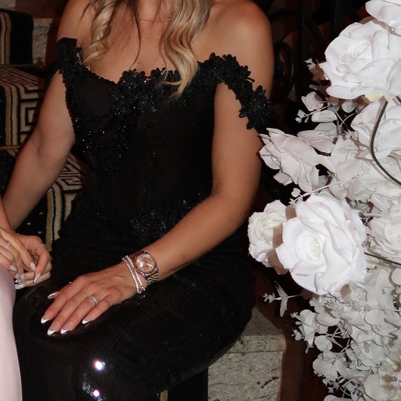 Strapless Black Sequin Gown - Picture 3 of 3